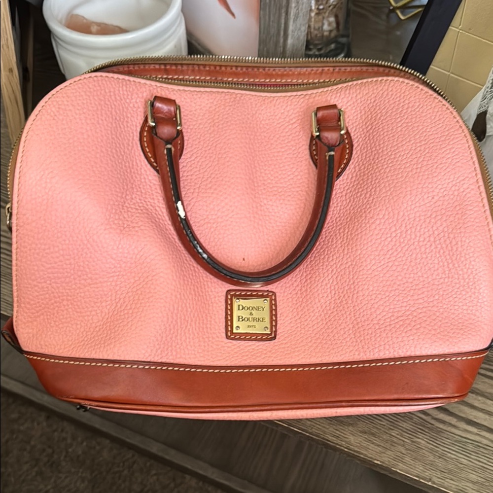 Dooney & Bourke Coral and Tan Satchel